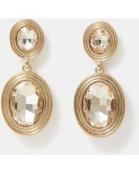Accessorize - Double Oval Gemstone Drop Earrings - Lyst