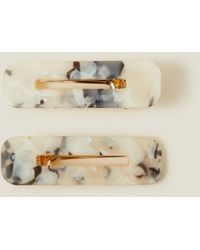 Accessorize - Women's Gold 2-pack Marble Resin Snap Clips - Lyst