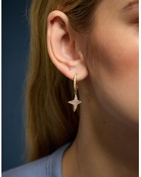 Accessorize - 14Ct-Plated Diamanté Star Charm Hoop Earrings - Lyst