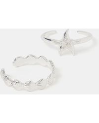 Accessorize - 2-Pack Sterling-Plated Shell & Starfish Rings - Lyst