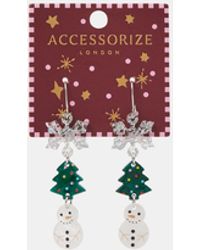 Accessorize - Christmas Triple Drop Earrings - Lyst