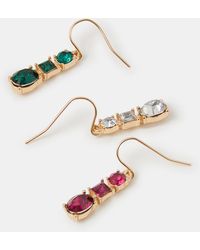 Accessorize - 3-Pack Gemstone Drop Earrings - Lyst
