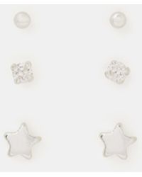 Accessorize - 3-Pack Sterling Star Stud Earrings - Lyst