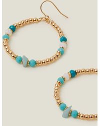 Accessorize - Women's Gold Beaded Hanging Hoop Earrings - Lyst