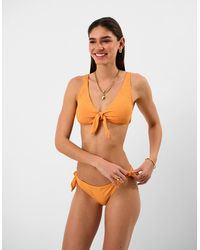 Accessorize - Shell Embossed Tie Bikini Top - Lyst