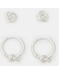 Accessorize - 2-Pack Sterling-Plated Knot Hoop Earrings - Lyst