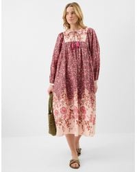 Accessorize - Floral Print Long Sleeve Midi Dress - Lyst
