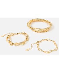 Accessorize - Women's Gold Steel Reconnected Chain Bracelet Set - Lyst
