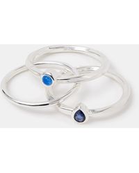 Accessorize - 3-Pack Sterling-Plated Mixed Stone Rings - Lyst
