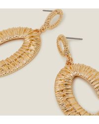 Accessorize - Gold Oval Drop Earrings - Lyst