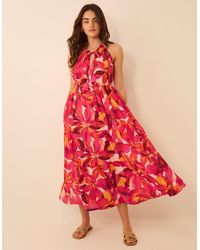 Accessorize - Halter Neck Floral Print Midi Dress - Lyst