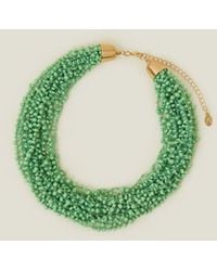 Accessorize - Women's Green Chunky Beaded Necklace - Lyst