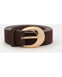 Accessorize - Oval Buckle Suede Belt - Lyst