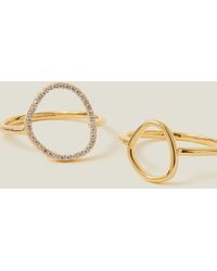 Accessorize - Women's 14ct Gold Plated Brass Pack Of 2 Sparkle Pebble Rings - Lyst