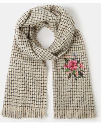 Accessorize - Floral Check Print Blanket Scarf - Lyst