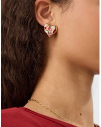 Accessorize - Gemstone Heart Stud Earrings - Lyst