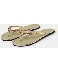 Accessorize - Coin Embellished Seagrass Flip Flops - Lyst