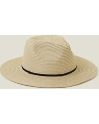 Accessorize - Women's Beige/black Packable Panama Hat - Lyst