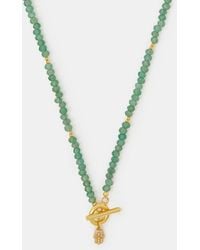 Accessorize - 14Ct-Plated Healing Stone Bead T-Bar Necklace - Lyst
