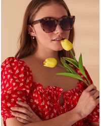 Accessorize - Women's Brown Chunky Cateye Sunglasses - Lyst