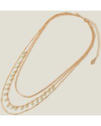 Accessorize - Women's Gold Steel Bead And Chain Layered Necklace - Lyst