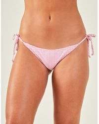 Accessorize - Women's Pink Classic Seersucker Side Tie Bikini Bottoms - Lyst