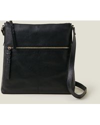 Accessorize - Women's Leather Large Messenger Bag Black - Lyst