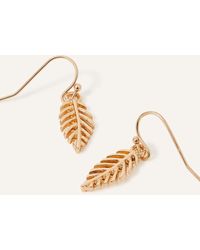 Accessorize - Women's Gold Leaf Detail Short Drop Earrings - Lyst
