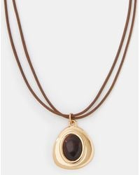 Accessorize - Resin Stone Pendant Cord Necklace - Lyst