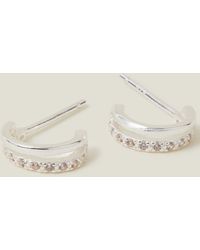 Accessorize - Women's Sterling Silver Plated Classic Double Hoop Earrings - Lyst