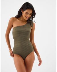 Accessorize - Textured One-Shoulder Swimsuit - Lyst