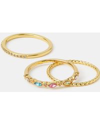 Accessorize - 3-Pack 14Ct-Plated Jewel Rings - Lyst