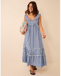 Accessorize - Gingham Print Ruffle Midi Dress - Lyst