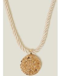 Accessorize - Coin Pendant Cord Necklace - Lyst