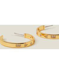 Accessorize - Women's 14ct Gold-plated Sparkle Station Hoop Earrings - Lyst