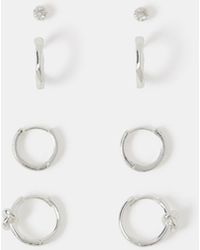 Accessorize - 4-Pack Sterling-Plated Knot Stud & Hoop Earrings - Lyst