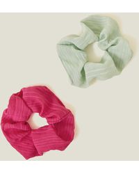 Accessorize - Women's Pink/green 2-pack Crinkle Scrunchies - Lyst