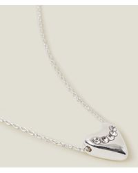 Accessorize - Silver Heart Pendant Necklace - Lyst