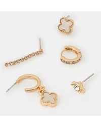 Accessorize - 5-Pack Pearl Clover Stud & Hoop Earrings - Lyst