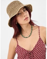 Accessorize - Stripe Raffia Bucket Hat - Lyst