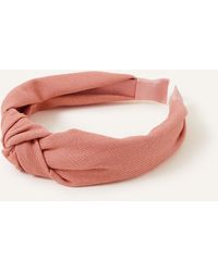 Accessorize - Women's Pink Knot Headband In Linen Blend - Lyst