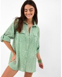 Accessorize - Cotton Sun Embroidered Beach Cover Up Shirt - Lyst