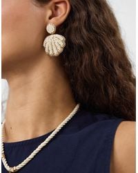Accessorize - Beaded Shell Drop Earrings - Lyst