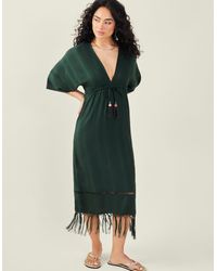 Accessorize - Women's Tassel Kimono Dress Green - Lyst