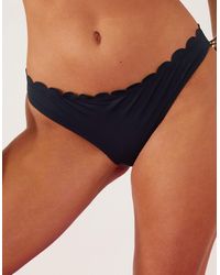 Accessorize - Women's Black Nylon Scallop Trim Bikini Bottoms - Lyst
