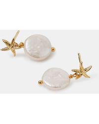 Accessorize - 14Ct-Plated Starfish Pearl Drop Earrings - Lyst