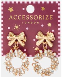Accessorize - Christmas Wreath Drop Earrings - Lyst