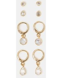 Accessorize - 4-Pack 14Ct-Plated Crystal Hoop & Stud Earrings - Lyst