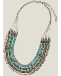 Accessorize - Women's Blue And Silver Statement Beaded Necklace - Lyst