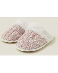 Accessorize - Faux Fur Knit Mule Slippers, - Lyst